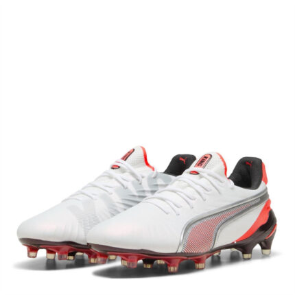 Puma King Firm Ground Football Boots – White-Silver