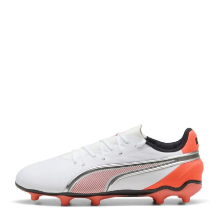 Puma King Junior Firm Ground Football Boots – .White/Red – view 2