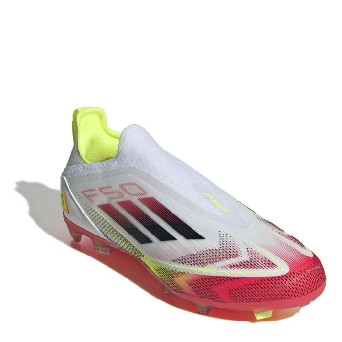 adidas F50 Junior Firm Ground Football Boots – Wht/Blck/Yell – view 3