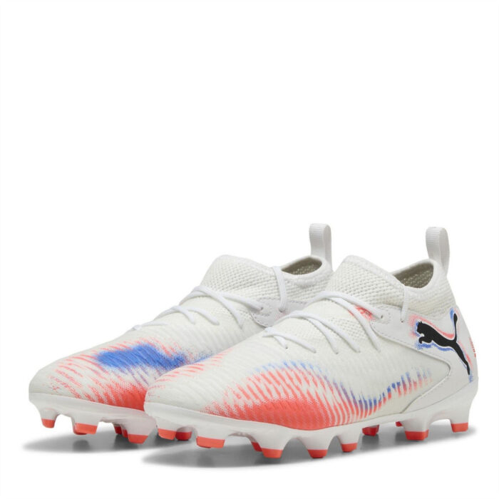 Puma Future 8 Junior Firm Ground Football Boots – White/Black/Red – view 7