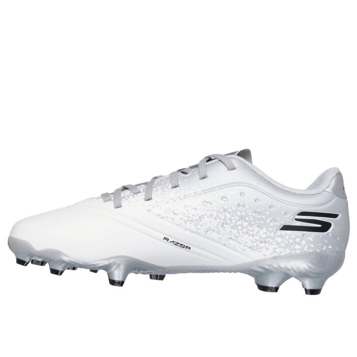 Skechers Razor Junior Firm Ground Football Boots – White/Silver – view 2