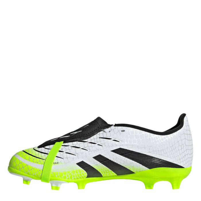 adidas Predator Junior Firm Ground Football Boots – White/Blk/Lemon - Image 2