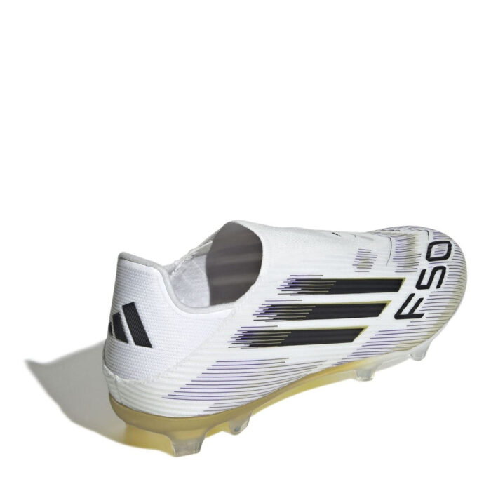 adidas F50 Firm Ground Football Boots – White/Blk/Gold - Image 4