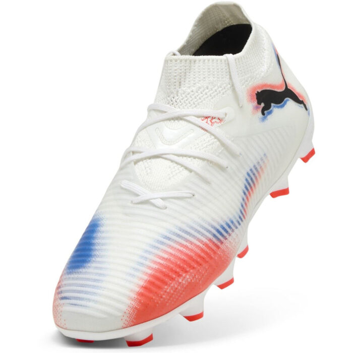 Puma Future 8 Junior Firm Ground Football Boots – White/Black/Red – view 6