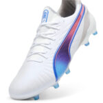 Puma King Firm Ground Football Boots – White/Blue/Grey – view 6