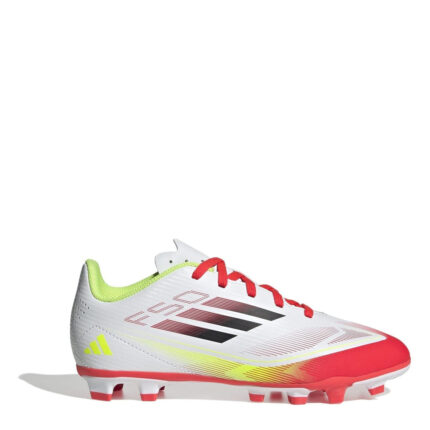 adidas F50 Junior Firm Ground Football Boots – White/Red