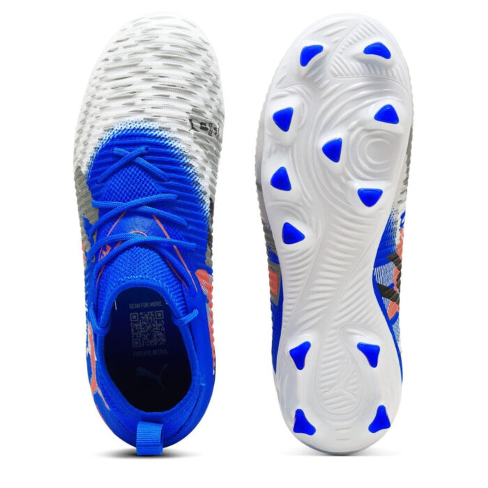 Puma Future 8 Junior Firm Ground Football Boots – White/Blue – view 3