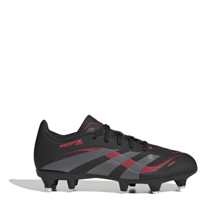 adidas Predator Junior Soft Ground Football Boots – Black/Grey – view 7