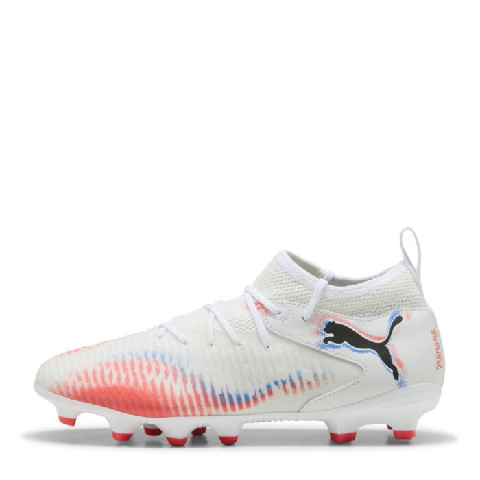 Puma Future 8 Junior Firm Ground Football Boots – White/Black/Red – view 8