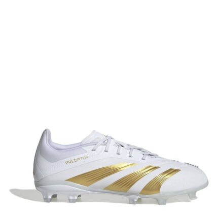 adidas Predator 24 Junior Firm Ground Football Boots – White/Gold/Wht