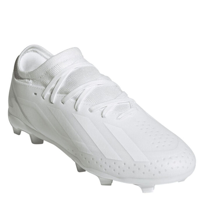 adidas X Crazyfast Junior Firm Ground Football Boots – White/White – view 3