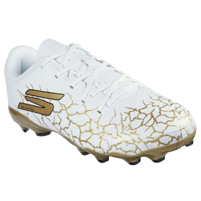 Skechers Skx_ 1 Junior Firm Ground Football Boots – White/Gold – view 3