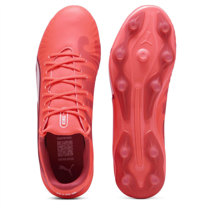 Puma King Firm Ground Football Boots – Red/White – view 3