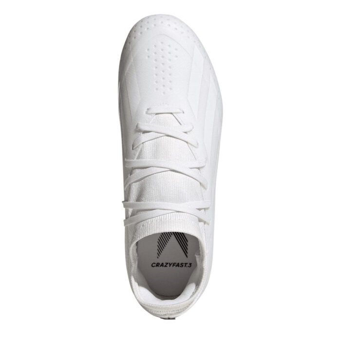 adidas X Crazyfast Junior Firm Ground Football Boots – White/White – view 5