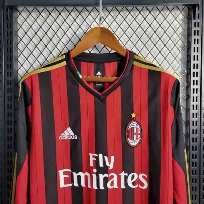 AC Milan 2013/14 Home Long Sleeves Retro Jersey