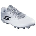 Skechers Razor Junior Firm Ground Football Boots – White/Silver – view 3
