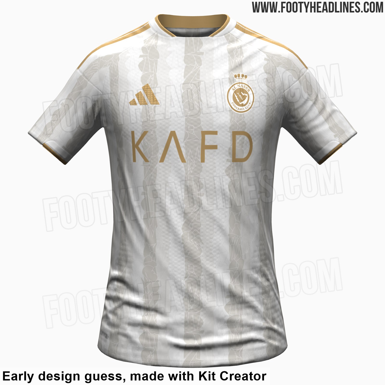 Al-Nassr 2026-27 third kit leaked image — off-white and gold Adidas design