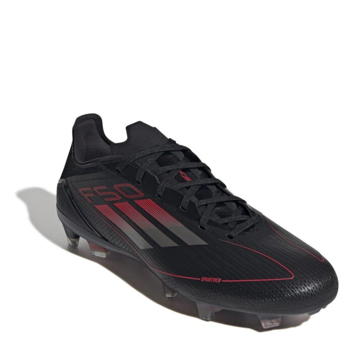 adidas F50 Firm Ground Football Boots – Black/Iron/Red – view 3