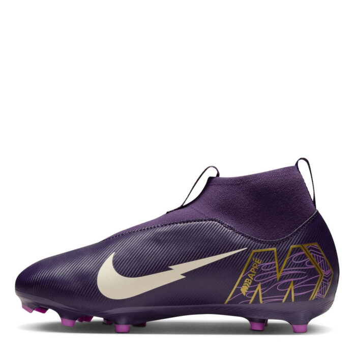 Nike Zoom Mercurial Superfly 10 Junior Firm Ground Football Boots – Purple/Ivory – view 2