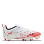 Puma Ultra Junior Firm Ground Football Boots – White/Red - Image 4