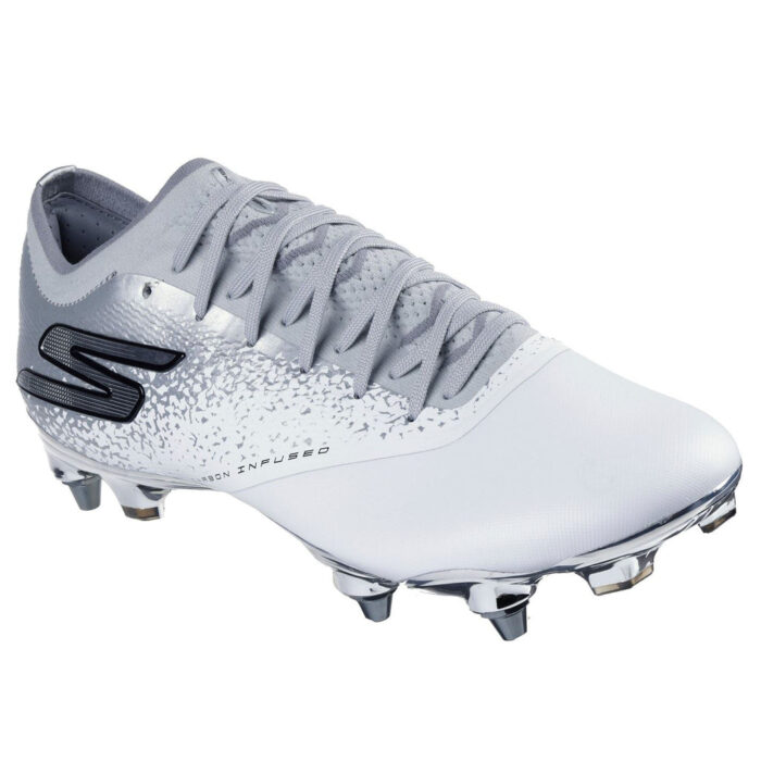 Skechers Razor Soft Ground Football Boots – White/Silver - Image 3