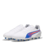 Puma King Firm Ground Football Boots – White/Blue/Grey