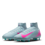 Nike Zoom Mercurial Superfly 10 Firm Ground Football Boots – Grey/Pink – view 4