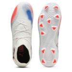 Puma Future 8 Junior Firm Ground Football Boots – White/Black/Red - Image 3