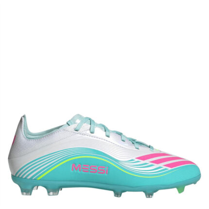 adidas F50 Junior Firm Ground Football Boots – Wht/Pink/Blue