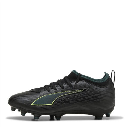 Puma Junior Firm Ground Football Boots – Blk-FL-GrnTrrn – view 2
