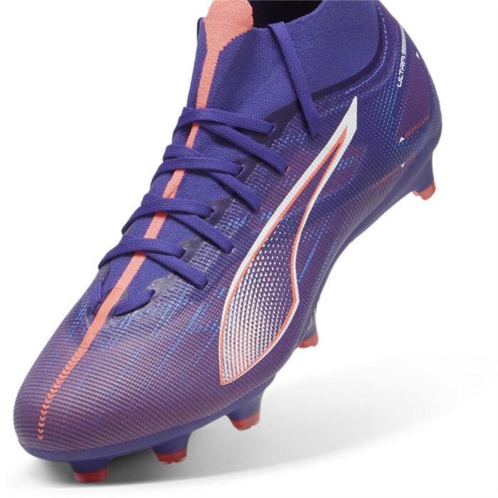 Puma Mens Ultra Firm Ground Football Boots – Purple/Wht/Org – view 6