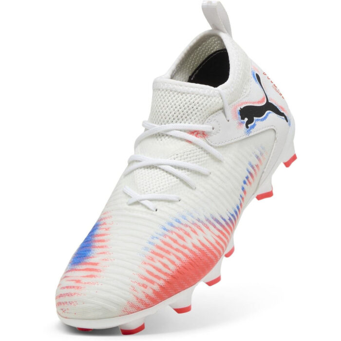 Puma Future 8 Junior Firm Ground Football Boots – White/Black/Red – view 4