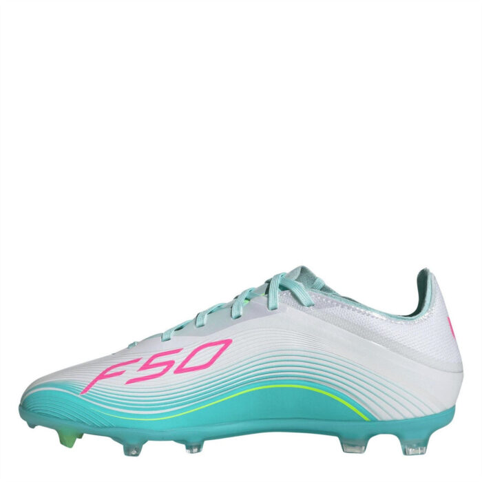 adidas F50 Junior Firm Ground Football Boots – Wht/Pink/Blue – view 2