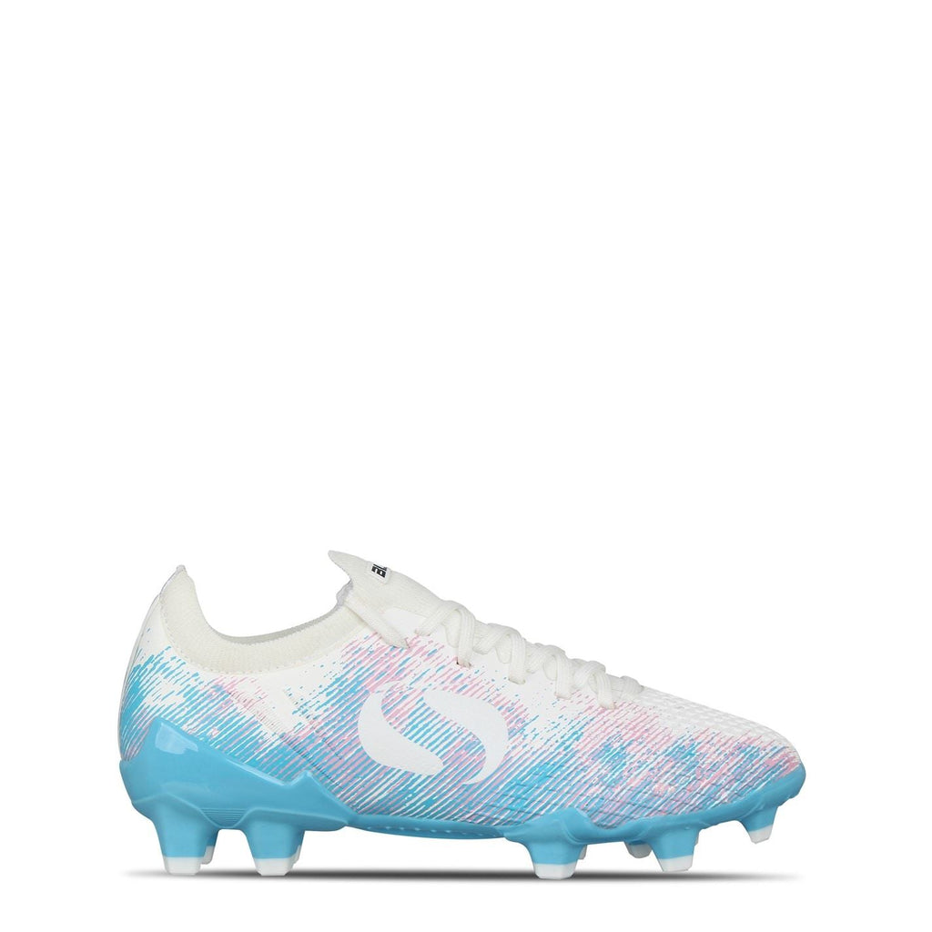 Sondico Blaze Junior Firm Ground Football Boots – White/Pink/Blue