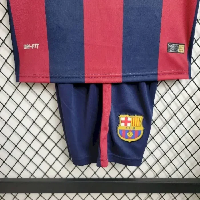 Barcelona 2014/15 Home Kids Retro Jersey And Shorts