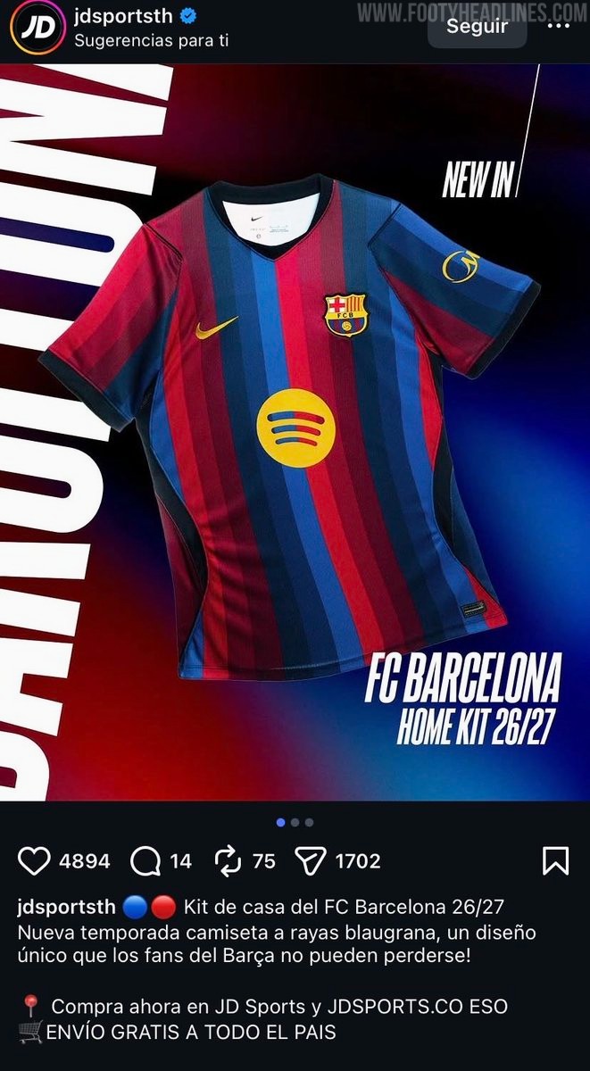 Barcelona 2026/27 home kit leaked image
