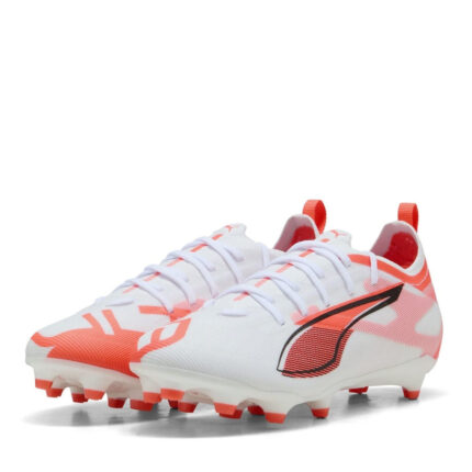 Puma Ultra Junior Firm Ground Football Boots – White/Red