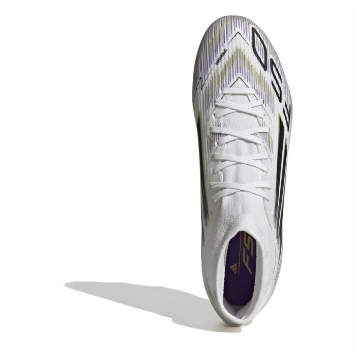 adidas Mens F50 Firm Ground Football Boots – White/Blk/Gold – view 5