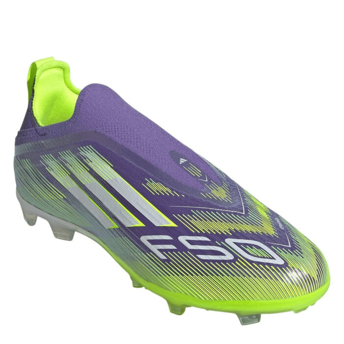 adidas F50 Laceless Junior Firm Ground Football Boots – Purple/White – view 3
