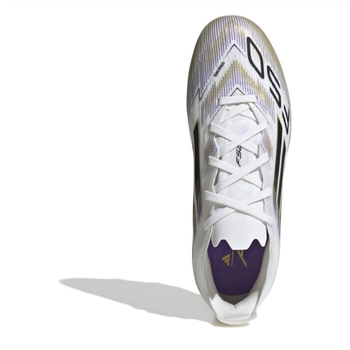 adidas F50 Junior Firm Ground Football Boots – White/Blk/Gold – view 5