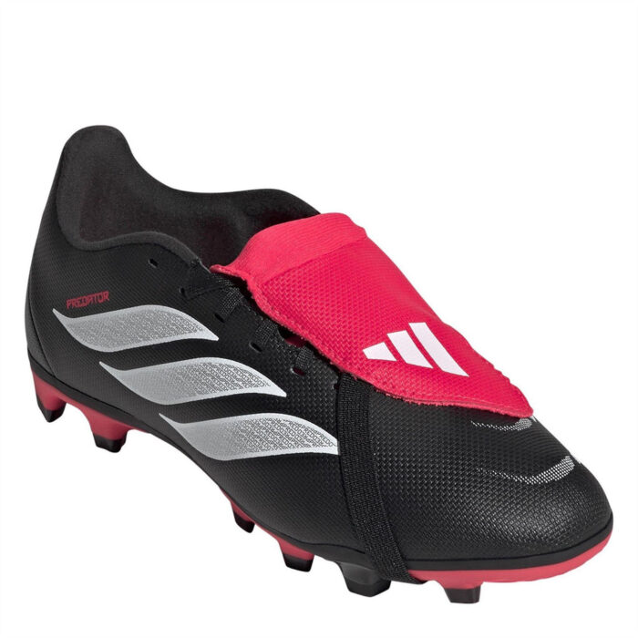 adidas Predator Fold Over Tongue Junior Firm Ground Football Boots – Black/Red – view 3