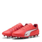 Puma King Firm Ground Football Boots – Red/White