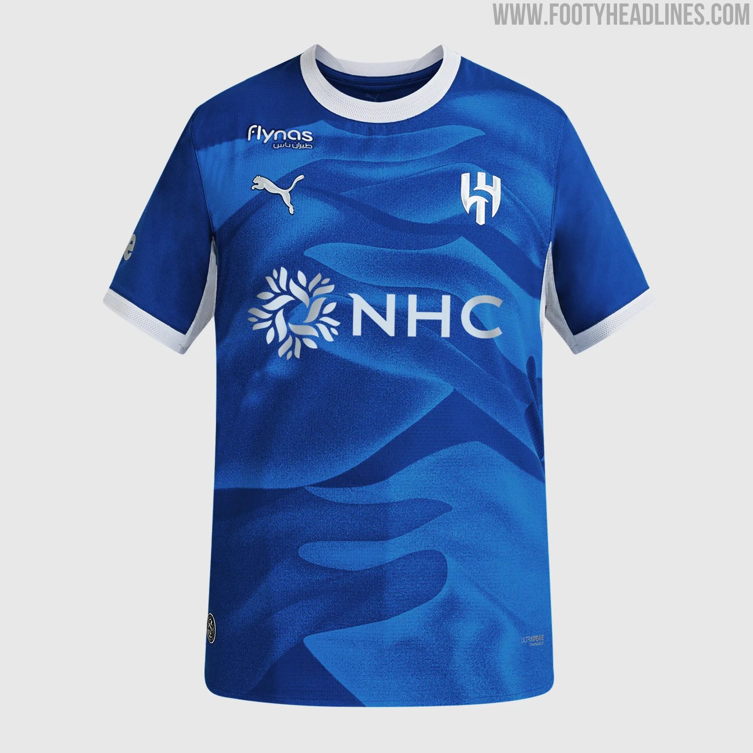 Al-Hilal 2026-27 Puma home kit in Blue Intense with tonal wavy sand-dune graphic