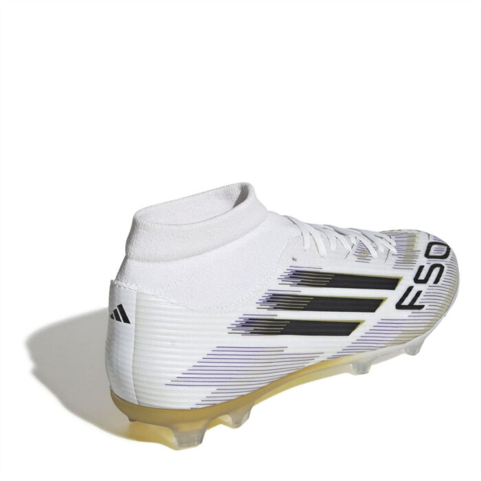 adidas Mens F50 Firm Ground Football Boots – White/Blk/Gold – view 4