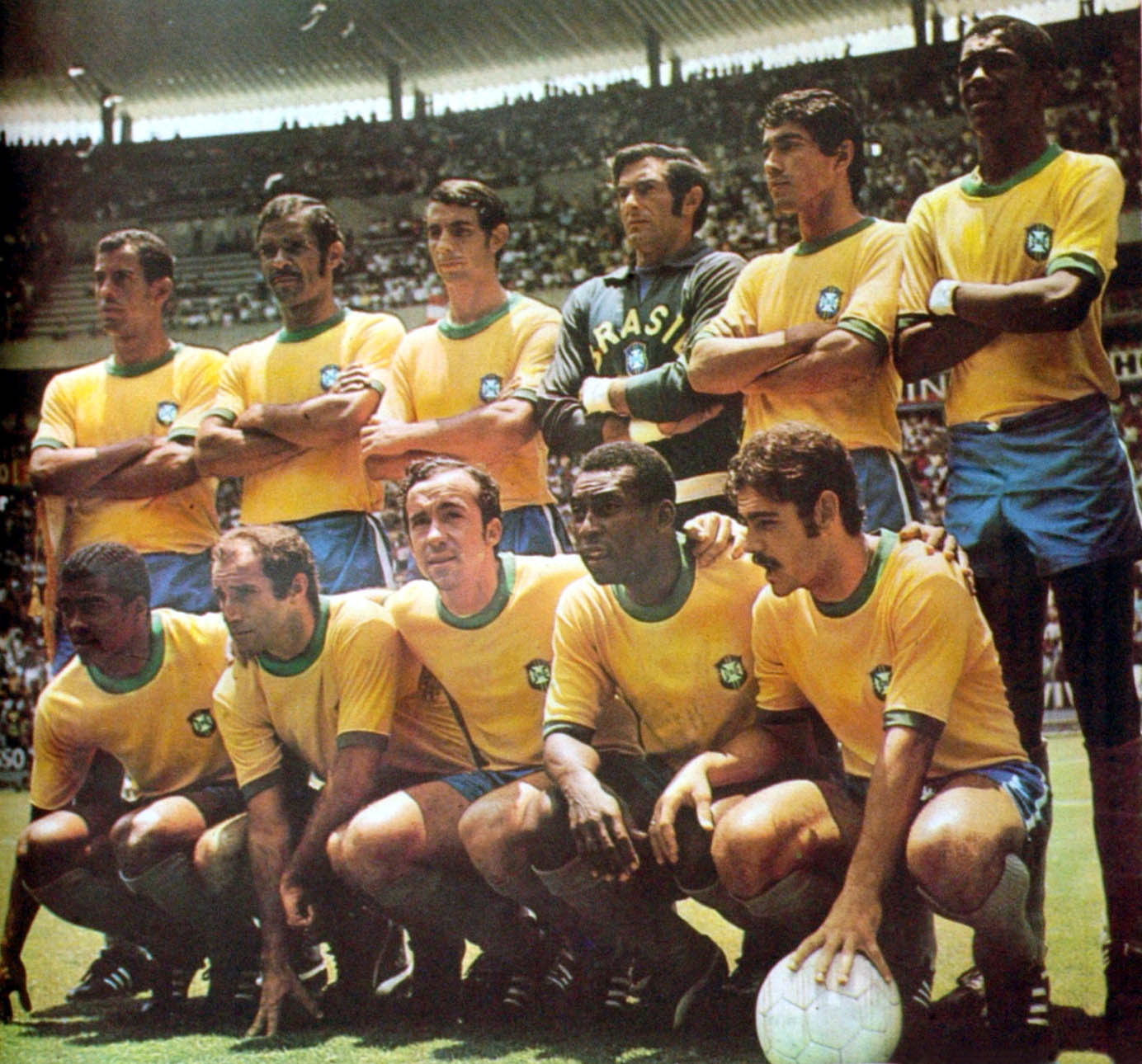 Brazil 1970 World Cup yellow home shirt with green trim