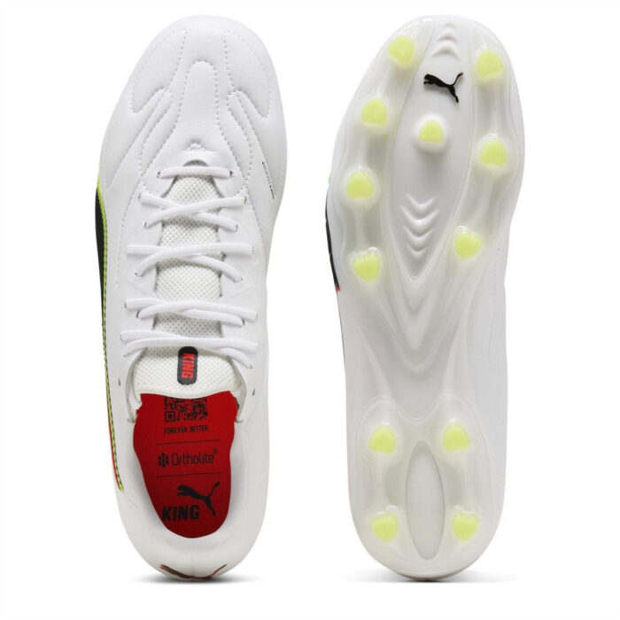 Puma King Firm Ground Football Boots – White-Red – view 3