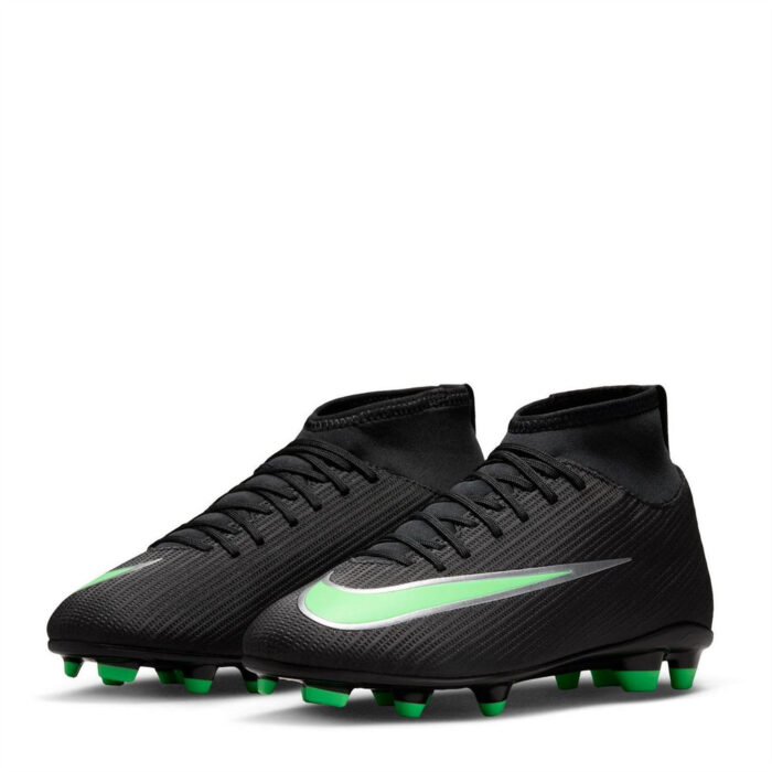 Nike Junior Firm Ground Football Boots – Black/Green – view 4