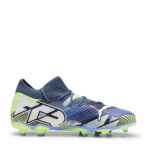 Puma Future 7 Junior Firm Ground Football Boots – Grey/White/Grn – view 4