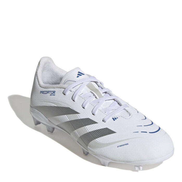 adidas Predator Junior Firm Ground Football Boots – White/Silver – view 3