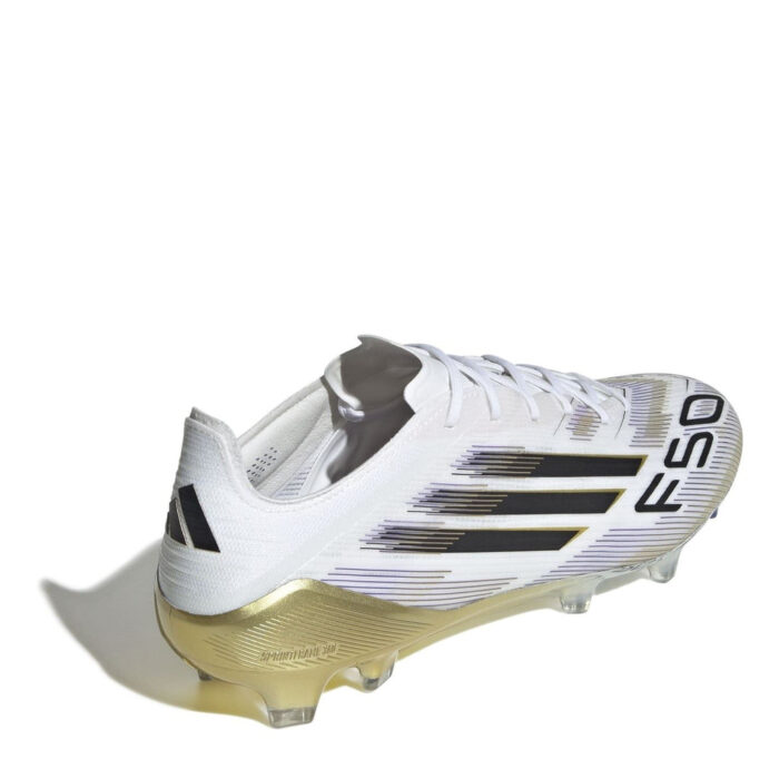 adidas F50 Firm Ground Football Boots – White/Blk/Gold – view 5